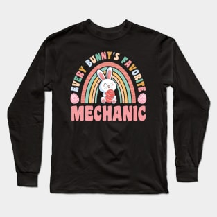 Rainbow Every Bunnys Is Favorite Mechanic Cute Bunnies Easter Eggs Long Sleeve T-Shirt